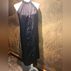 Theory Hi Low Black Strappy Halter Dress 8